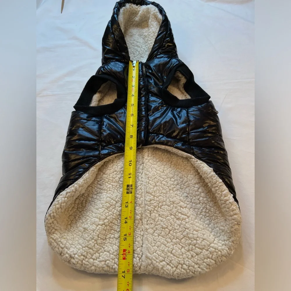 Silver Paw Dog Jacket Coat Black, Sherpa‎ Lining, Leash access, water resistant